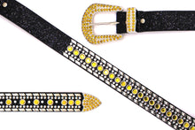 Cargar imagen en el visor de la galería, Rhinestone Belt - #1001 Genuine Leather Flashy Bling Western Cowgirl -1