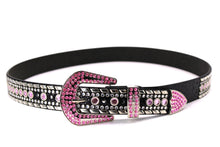 Cargar imagen en el visor de la galería, Rhinestone Belt - #1001 Genuine Leather Flashy Bling Western Cowgirl -1