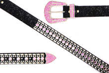Cargar imagen en el visor de la galería, Rhinestone Belt - #1001 Genuine Leather Flashy Bling Western Cowgirl -1
