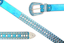 Cargar imagen en el visor de la galería, Rhinestone Belt - #1001 Genuine Leather Flashy Bling Western Cowgirl -1