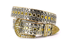 Cargar imagen en el visor de la galería, Rhinestone Belt - #1001 Genuine Leather Flashy Bling Western Cowgirl -1