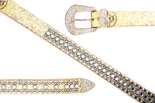 Cargar imagen en el visor de la galería, Rhinestone Belt - #1001 Genuine Leather Flashy Bling Western Cowgirl -1
