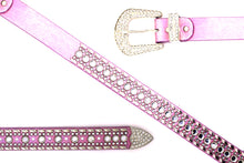 Cargar imagen en el visor de la galería, Rhinestone Belt - #1001 Genuine Leather Flashy Bling Western Cowgirl -1