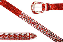 Cargar imagen en el visor de la galería, Rhinestone Belt - #1001 Genuine Leather Flashy Bling Western Cowgirl -1