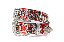 Cargar imagen en el visor de la galería, Rhinestone Belt - #1001 Genuine Leather Flashy Bling Western Cowgirl -1