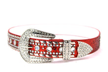 Cargar imagen en el visor de la galería, Rhinestone Belt - #1001 Genuine Leather Flashy Bling Western Cowgirl -1