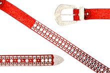 Cargar imagen en el visor de la galería, Rhinestone Belt - #1001 Genuine Leather Flashy Bling Western Cowgirl -1
