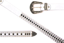 Cargar imagen en el visor de la galería, Rhinestone Belt - #1001 Genuine Leather Flashy Bling Western Cowgirl -2