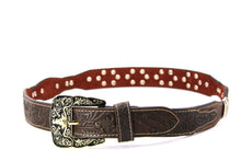 Load image into Gallery viewer, Concho Belt- #111 Gold Oval Concho & Silver Triangular Concho