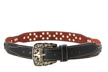 Load image into Gallery viewer, Concho Belt- #111 Gold Oval Concho & Silver Triangular Concho