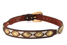 Load image into Gallery viewer, Concho Belt- #111 Gold Oval Concho & Silver Triangular Concho