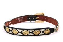 Load image into Gallery viewer, Concho Belt- #111 Gold Oval Concho & Silver Triangular Concho