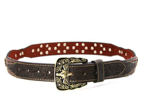 Load image into Gallery viewer, Concho Belt- #111 Gold Oval Concho & Silver Triangular Concho