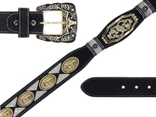 Load image into Gallery viewer, Concho Belt- #111 Gold Oval Concho & Silver Triangular Concho