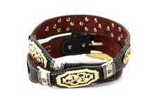 Load image into Gallery viewer, Concho Belt- #111 Gold Oval Concho & Silver Triangular Concho
