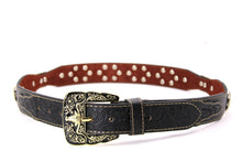 Load image into Gallery viewer, Concho Belt- #111 Gold Oval Concho & Silver Triangular Concho