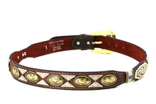 Load image into Gallery viewer, Concho Belt- #111 Gold Oval Concho & Silver Triangular Concho
