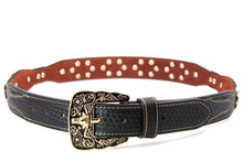 Load image into Gallery viewer, Concho Belt- #111 Gold Oval Concho & Silver Triangular Concho