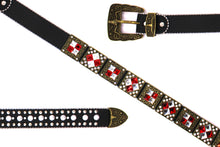 Load image into Gallery viewer, Rhinestone Belt - #201 Brass Gold Longhorn Buckle w Big Rhinestone
