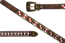 Load image into Gallery viewer, Rhinestone Belt - #201 Brass Gold Longhorn Buckle w Big Rhinestone