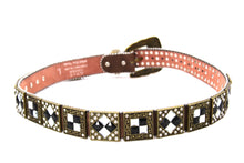 Load image into Gallery viewer, Rhinestone Belt - #201 Brass Gold Longhorn Buckle w Big Rhinestone