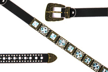 Load image into Gallery viewer, Rhinestone Belt - #201 Brass Gold Longhorn Buckle w Big Rhinestone