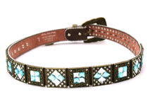 Load image into Gallery viewer, Rhinestone Belt - #201 Brass Gold Longhorn Buckle w Big Rhinestone