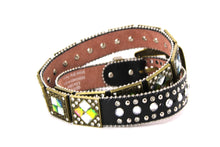 Load image into Gallery viewer, Rhinestone Belt - #201 Brass Gold Longhorn Buckle w Big Rhinestone