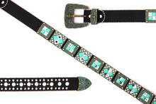Load image into Gallery viewer, Rhinestone Belt - #201 Brass Gold Longhorn Buckle w Big Rhinestone