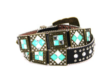 Load image into Gallery viewer, Rhinestone Belt - #201 Brass Gold Longhorn Buckle w Big Rhinestone