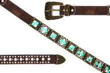 Load image into Gallery viewer, Rhinestone Belt - #201 Brass Gold Longhorn Buckle w Big Rhinestone