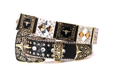 Cargar imagen en el visor de la galería, Rhinestone Belt - #408 Longhorn Buckle Longhorn or Horse Concho