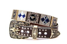 Cargar imagen en el visor de la galería, Rhinestone Belt - #408 Longhorn Buckle Longhorn or Horse Concho