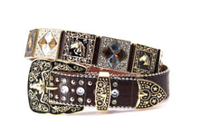 Cargar imagen en el visor de la galería, Rhinestone Belt - #408 Longhorn Buckle Longhorn or Horse Concho