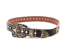 Cargar imagen en el visor de la galería, Rhinestone Belt - #408 Longhorn Buckle Longhorn or Horse Concho