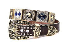 Cargar imagen en el visor de la galería, Rhinestone Belt - #408 Longhorn Buckle Longhorn or Horse Concho