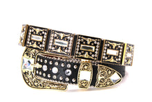 Load image into Gallery viewer, Rhinestone Belt - #505 Rhinestone Buckle w Double Longhorn