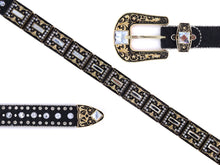 Load image into Gallery viewer, Rhinestone Belt - #505 Rhinestone Buckle w Double Longhorn