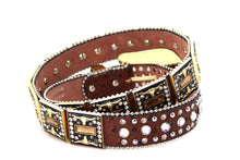Load image into Gallery viewer, Rhinestone Belt - #505 Rhinestone Buckle w Double Longhorn