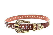 Load image into Gallery viewer, Rhinestone Belt - #505 Rhinestone Buckle w Double Longhorn