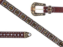 Load image into Gallery viewer, Rhinestone Belt - #505 Rhinestone Buckle w Double Longhorn