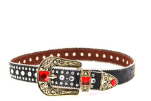 Load image into Gallery viewer, Rhinestone Belt - #505 Rhinestone Buckle w Double Longhorn