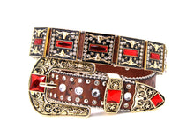 Load image into Gallery viewer, Rhinestone Belt - #505 Rhinestone Buckle w Double Longhorn