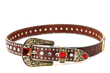 Load image into Gallery viewer, Rhinestone Belt - #505 Rhinestone Buckle w Double Longhorn