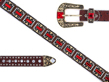 Load image into Gallery viewer, Rhinestone Belt - #505 Rhinestone Buckle w Double Longhorn