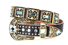Load image into Gallery viewer, Rhinestone Belt - #505 Rhinestone Buckle w Double Longhorn