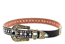Load image into Gallery viewer, Rhinestone Belt - #505 Rhinestone Buckle w Double Longhorn