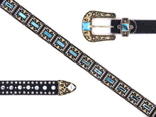 Load image into Gallery viewer, Rhinestone Belt - #505 Rhinestone Buckle w Double Longhorn