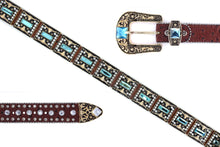 Load image into Gallery viewer, Rhinestone Belt - #505 Rhinestone Buckle w Double Longhorn
