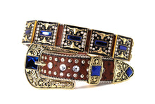 Load image into Gallery viewer, Rhinestone Belt - #505 Rhinestone Buckle w Double Longhorn